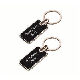 PARTY PENS THE P3 STORE Personalized Premium Metal Key Chain With Name Engraved, Black Finish (Pack Of 2)